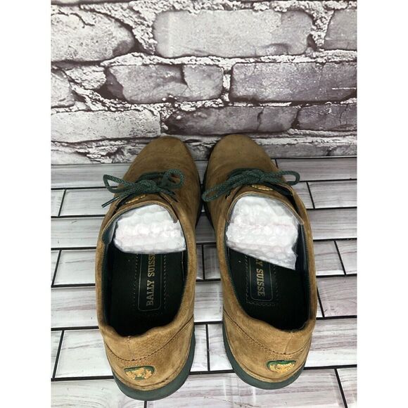 Bally Suisse Brown Suede Comfort Lace Up Casual Green Shoes Men Sz 8M US/41EU - Picture 10 of 16